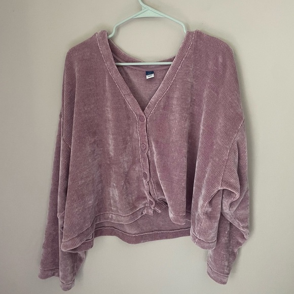 Old Navy Dusty Pink Button-Up Chenille Top Size XXL - Picture 1 of 8